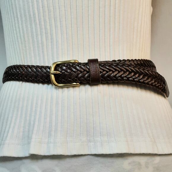 ?Polo Ralph Lauren Brown Leather Braided Belt Size 28 Casual Boho main image 4